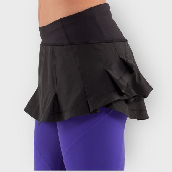 Lululemon Presta Skirt Size 6 Black Ruffle Tiered Drawstring Waist Tenniscore - Picture 5 of 7